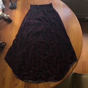 Black and purple maxi skirt with slits